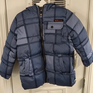 Kids' Blue Plaid Puffer Jacket